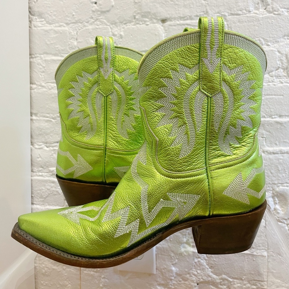 Miron Crosby Women’s Maggie Metallic Lime Green Cowboy Boots size 10 - Picture 1 of 8